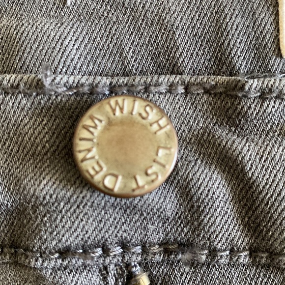 WishList jeans black washed denim rose embroidery ripped raw hem fringe Large - Picture 5 of 16